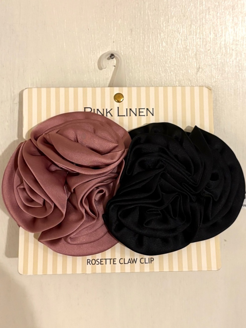 Rosette Claw Clip Set - Pink and Black
